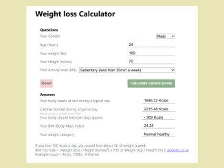 Weight Loss Calculator Using Javascript