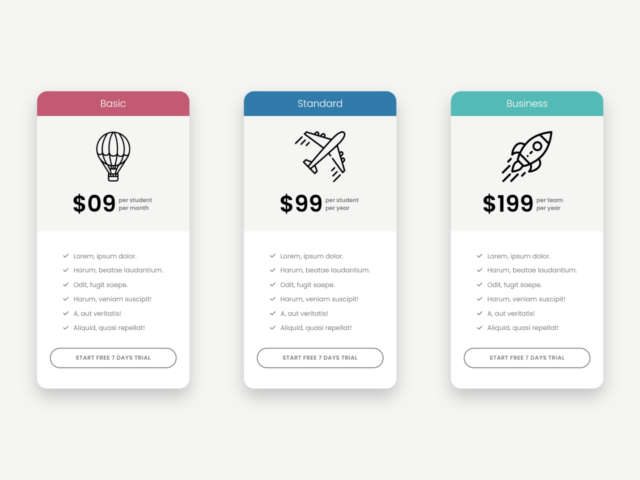 CSS Subscription Pricing Table