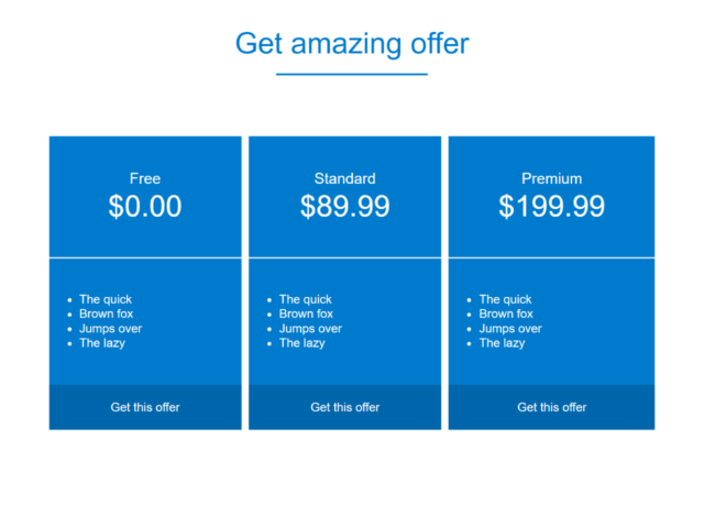 Responsive Website Pricing Chart